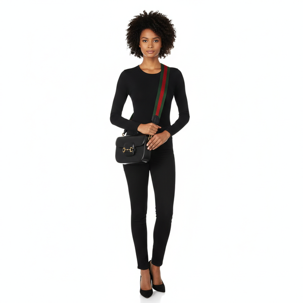 Leather 1955 Horsebit Small Shoulder Bag Black