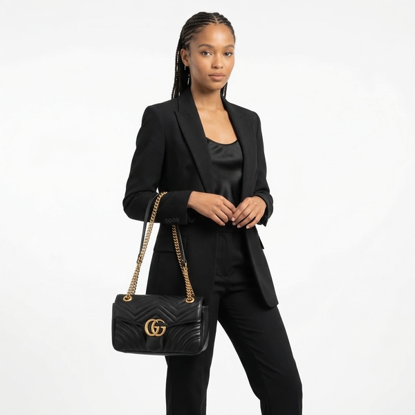 Marmont GG Medium Shoulder Bag Black