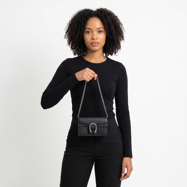 Leather Mini Dionysus Shoulder Bag Black