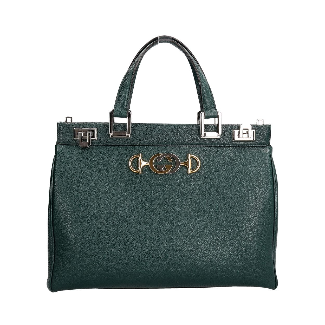 GUCCI Leather Large Zumi Tote Green | Luxity