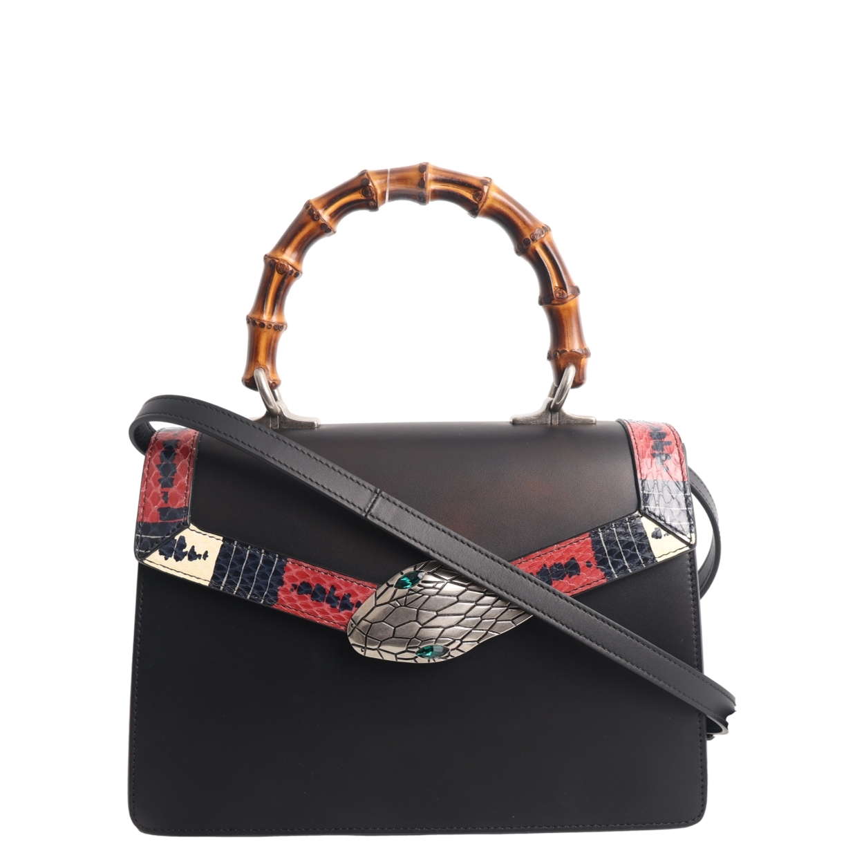 GUCCI Leather Lilith Bamboo Bag Black | Luxity