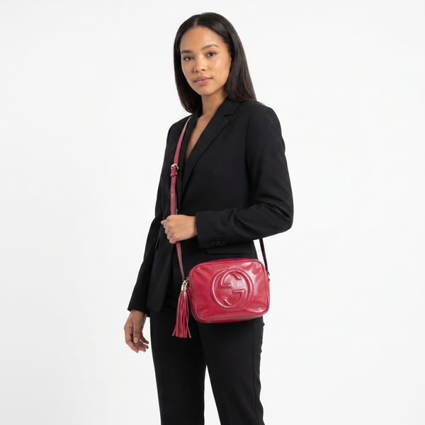 Patent Soho Disco Small Shoulder Bag Fuchsia