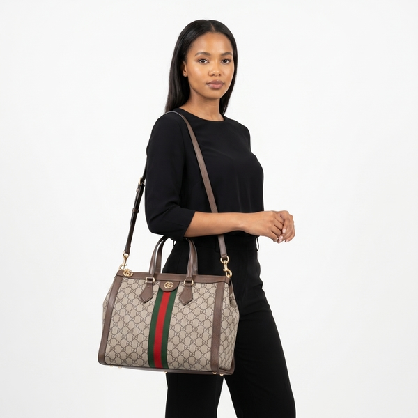 Supreme GG Ophidia Medium Tote Beige/Ebony