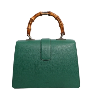 Leather Bamboo Handle Medium Dionysus Shoulder Bag Green, view 3
