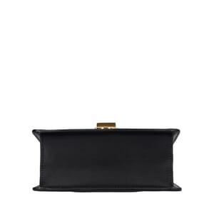 Leather Mini Sylvie Chain Shoulder Bag Black, view 7