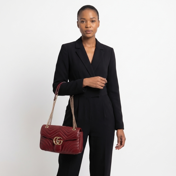 Marmont GG Medium Shoulder Bag Burgundy