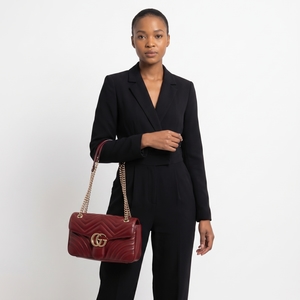 Marmont GG Medium Shoulder Bag Burgundy, view 9