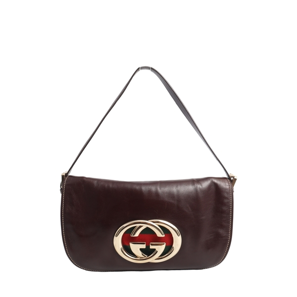 Leather Web Britt Shoulder Bag Chocolate