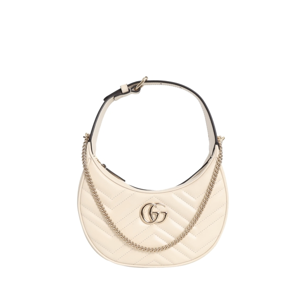 Leather GG Marmont Small Shoulder Bag White
