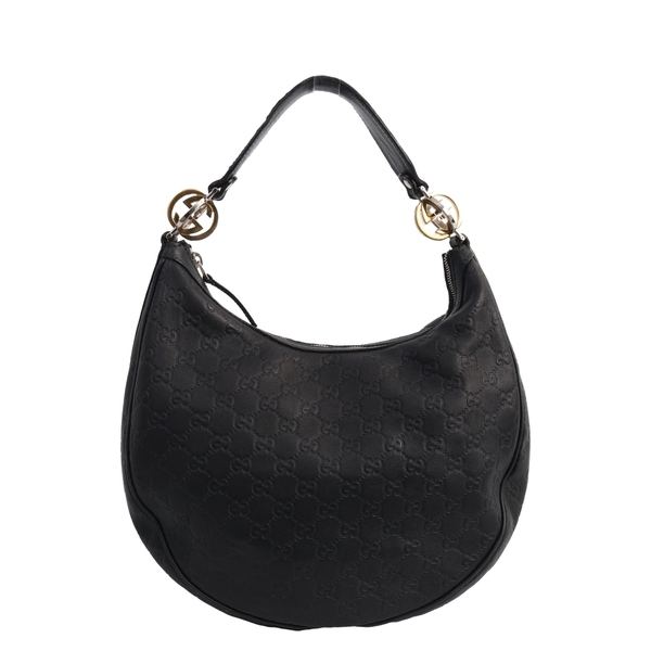 Guccissima Twins Hobo Medium Shoulder Bag Black