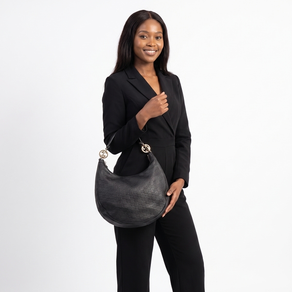 Guccissima Twins Hobo Medium Shoulder Bag Black