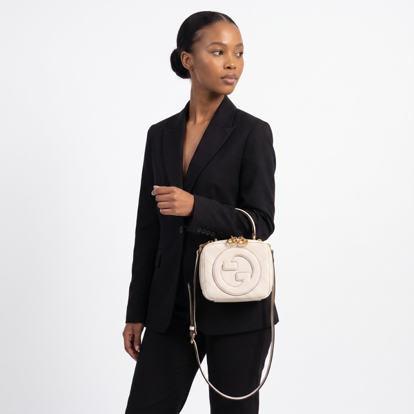 Leather Blondie Small Top Handle Shoulder Bag White