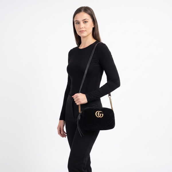 Velvet GG Matelasse Small Shoulder Bag Black