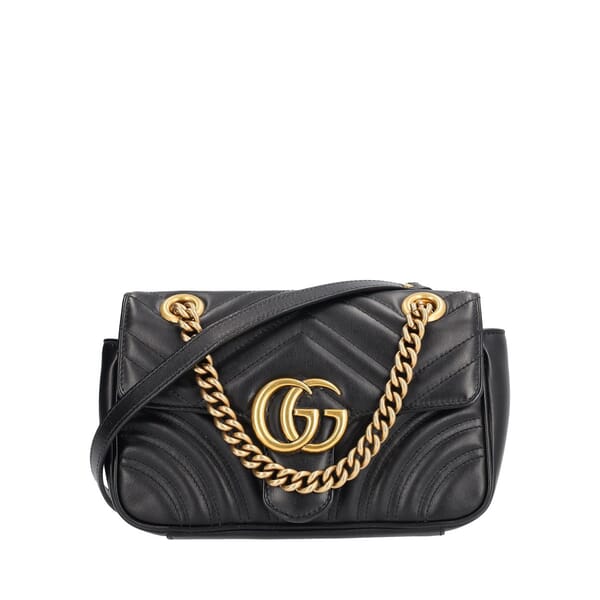 Leather GG Marmont Mini Bag Black