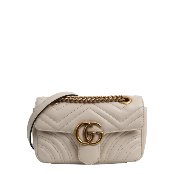 Leather GG Marmont Mini Bag White