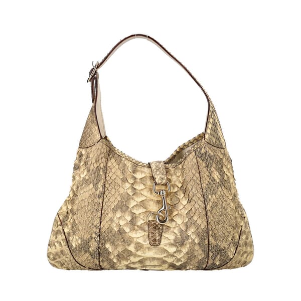 Snakeskin Jackie O Bouvier Medium Hobo Beige