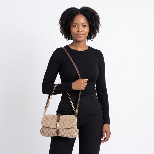 Canvas GG Aperitivo Medium Shoulder Bag Beige