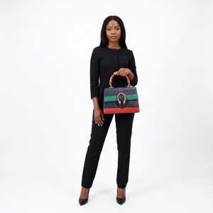 Leather Bamboo Medium Dionysus Bag Tri-Colour, view 8
