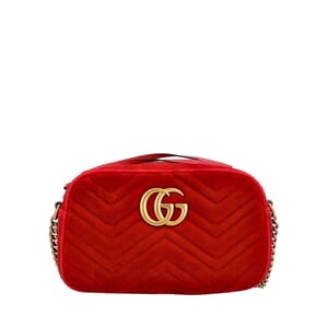 Velvet GG Marmont Small Shoulder Bag Red, view 4