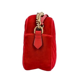 Velvet GG Marmont Small Shoulder Bag Red, view 5
