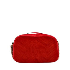 Velvet GG Marmont Small Shoulder Bag Red, view 3