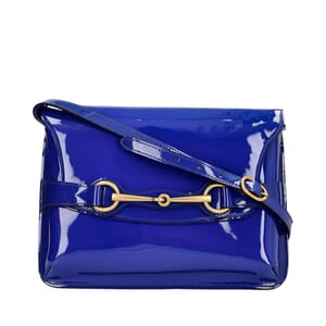 Patent Bright Bit Shoulder Bag Blue
