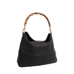 Leather Bamboo Diana Hobo Black, view 2