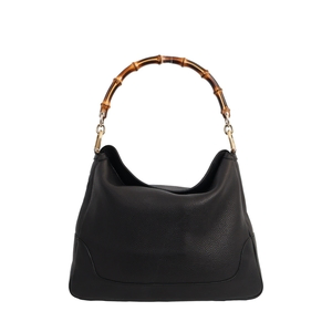 Leather Bamboo Diana Hobo Black