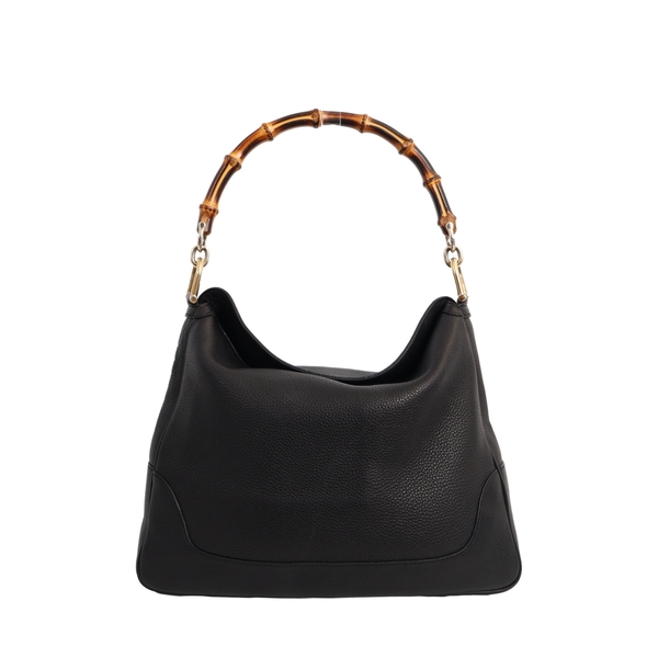 Leather Bamboo Diana Hobo Black
