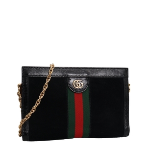 Aged Leather/Suede Ophidia Shoulder Bag Black, view 3