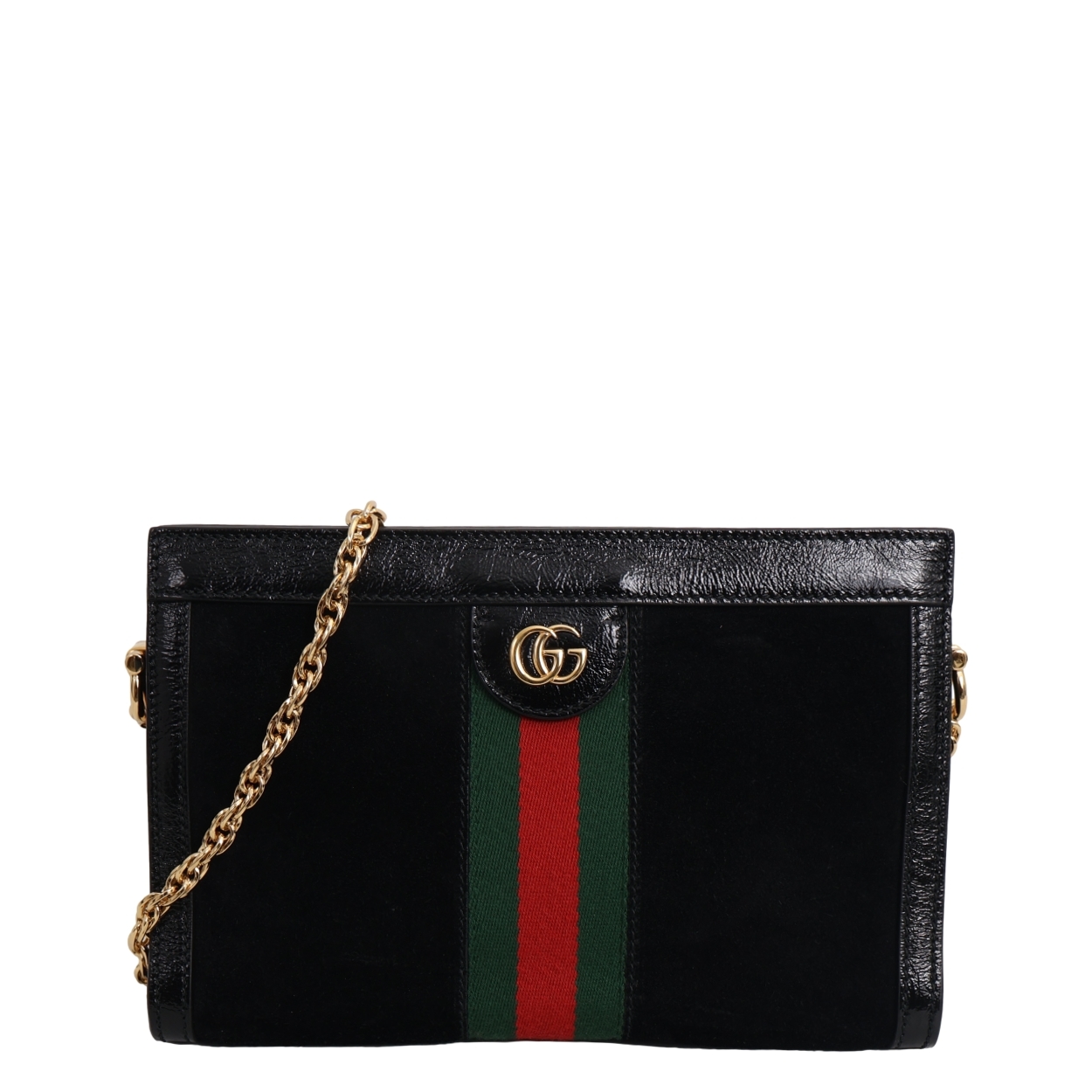 Aged Leather/Suede Ophidia Shoulder Bag Black