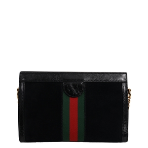 Aged Leather/Suede Ophidia Shoulder Bag Black, view 2