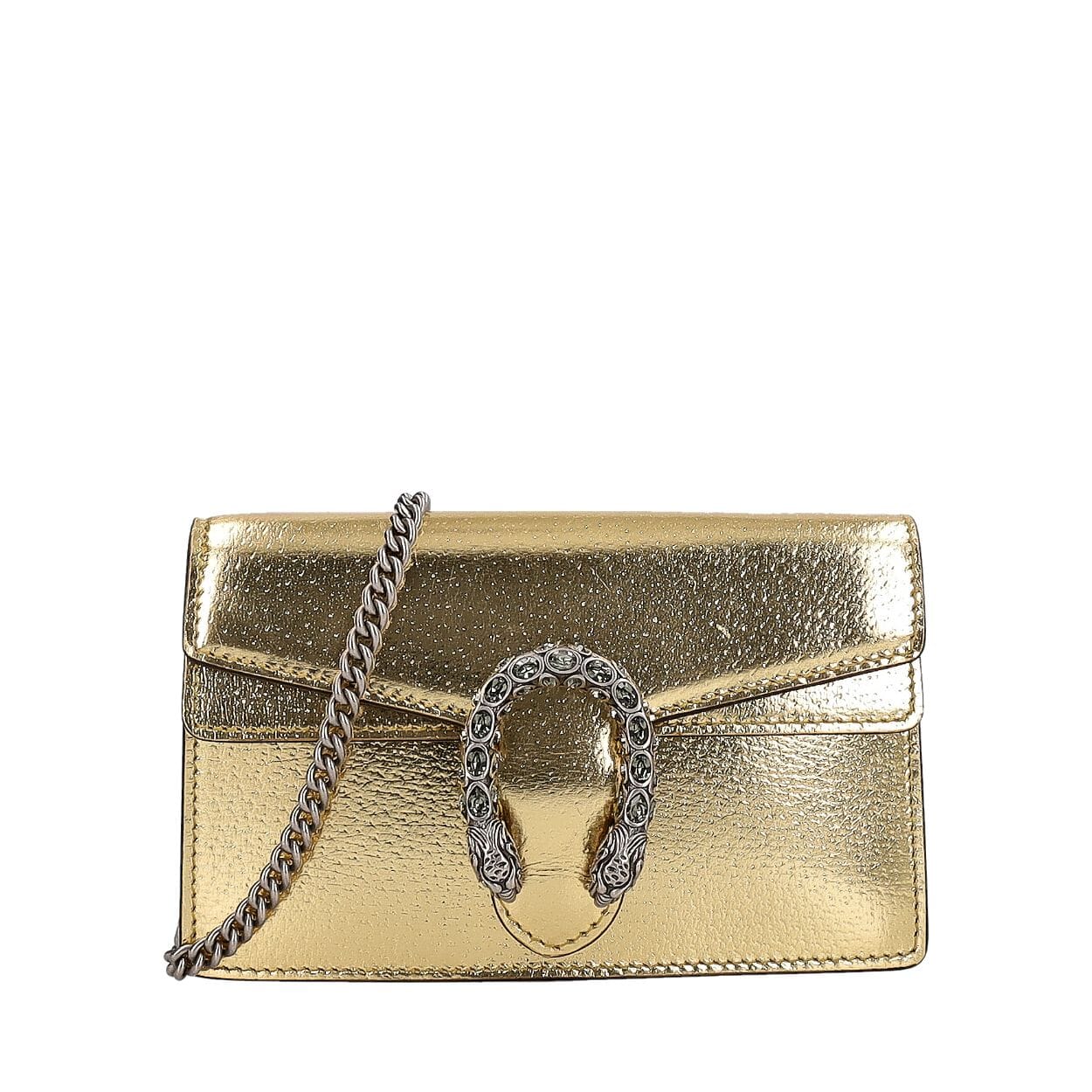 Metallic Leather Dionysus Super Mini Shoulder Bag Gold