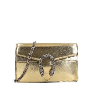Metallic Leather Dionysus Super Mini Shoulder Bag Gold