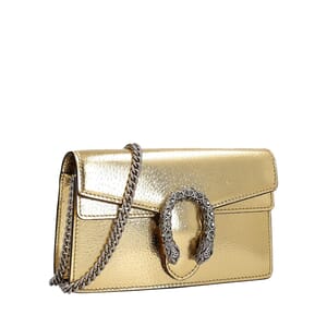 Metallic Leather Dionysus Super Mini Shoulder Bag Gold, view 2