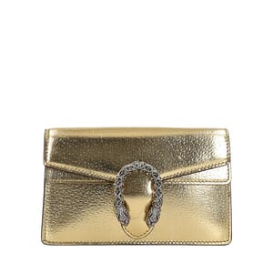 Metallic Leather Dionysus Super Mini Shoulder Bag Gold, view 4