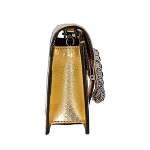 Metallic Leather Dionysus Super Mini Shoulder Bag Gold, view 5