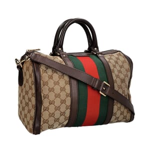 Canvas GG Vintage Joy Boston Bag Beige/Brown, view 2