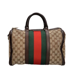 Canvas GG Vintage Joy Boston Bag Beige/Brown, view 4