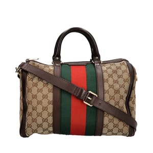 Canvas GG Vintage Joy Boston Bag Beige/Brown