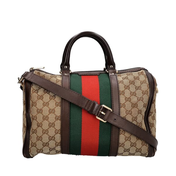 Canvas GG Vintage Joy Boston Bag Beige/Brown