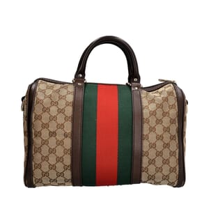Canvas GG Vintage Joy Boston Bag Beige/Brown, view 3