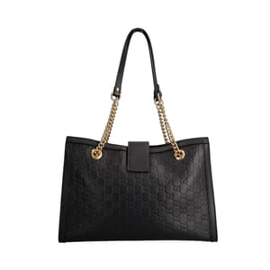 Guccissima Medium Padlock Tote Black, view 3
