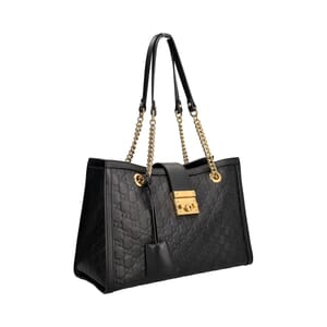 Guccissima Medium Padlock Tote Black, view 2
