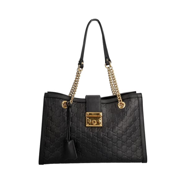Guccissima Medium Padlock Tote Black