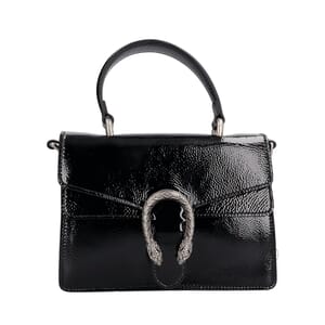 Patent Mini Dionysus Top Handle Bag Black, view 4