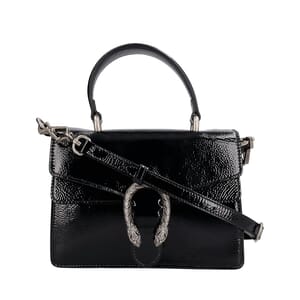 Patent Mini Dionysus Top Handle Bag Black