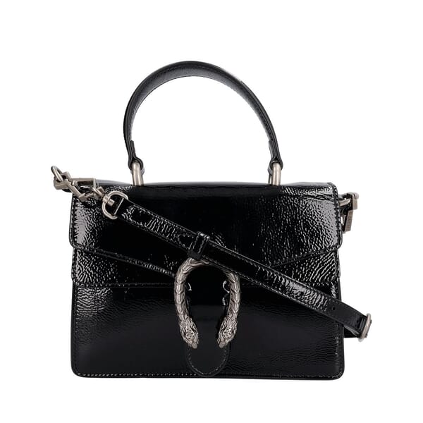 Patent Mini Dionysus Top Handle Bag Black