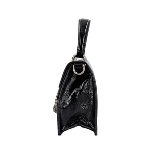 Patent Mini Dionysus Top Handle Bag Black, view 5