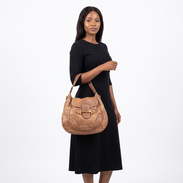 Leather Large Pelham Shoulder Bag Brown